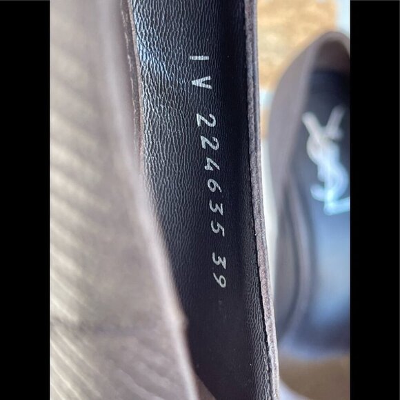 Saint Laurent Brown Ysl Aliama Lizard Embossed Suede Heels Pumps Size 39… - Picture 4 of 13